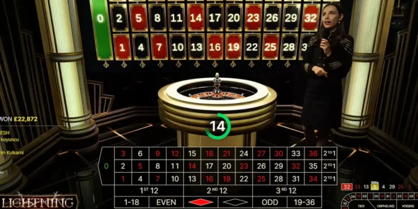 Live Lightning Roulette is hosted on PokerStars.