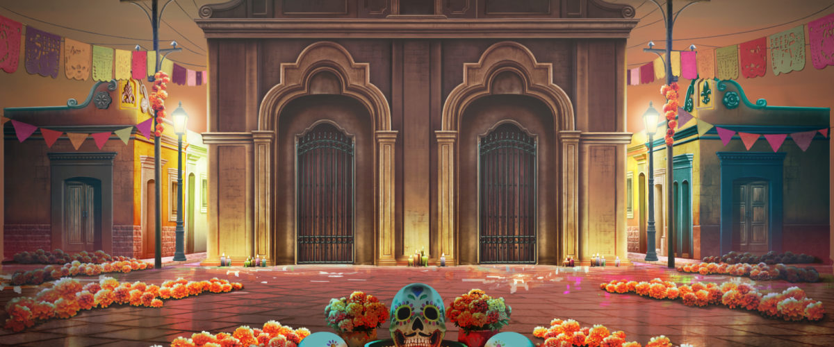 Muerto En Mictlán boasts a background that perfectly captures the look and feel of Day of the Dead