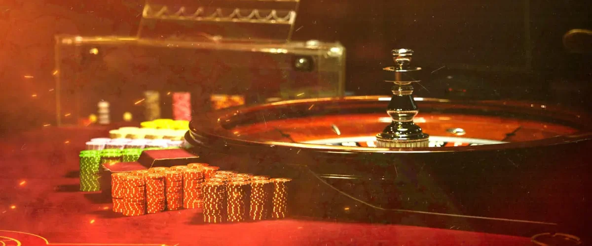 roulette wheel and table in a casino