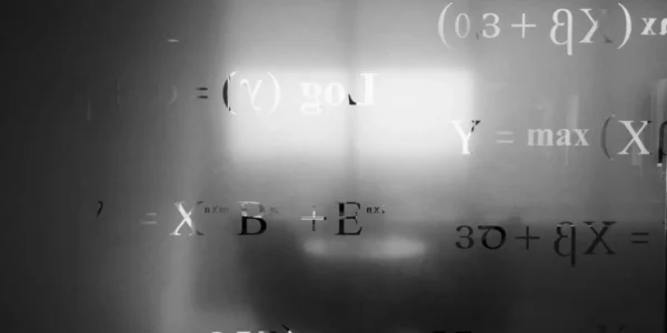 glass window with a maths equation print