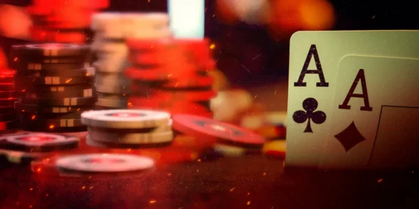 an pocket aces poker hand at a poker table