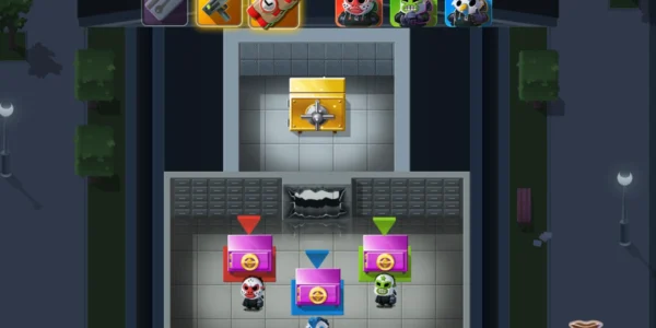 The Heist Guys must avoid gaurds to open the vault.