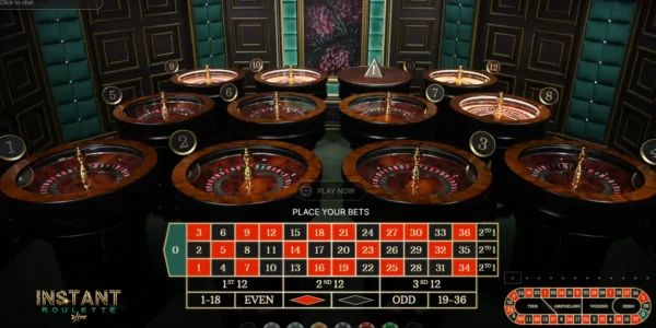 Instant Roulette, hosted on PokerStars, plays with twelve wheels at the same time.