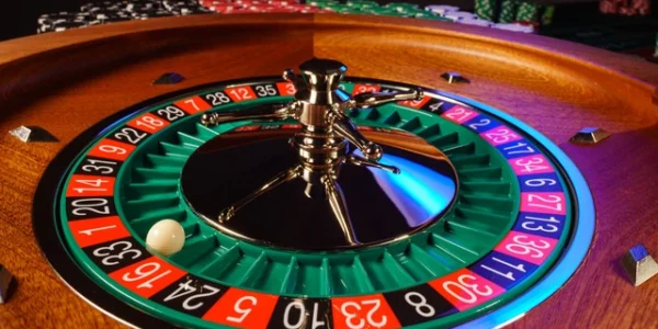 Roulette wheel close up.