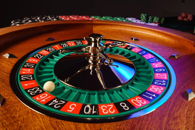 Roulette wheel close up.