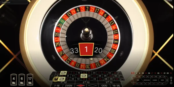 The Live Lightning Roulette wheel as seen on PokerStars.