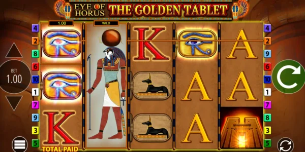 Eye of Horus: The Golden Tablet is an online slot with an Egyptian theme.