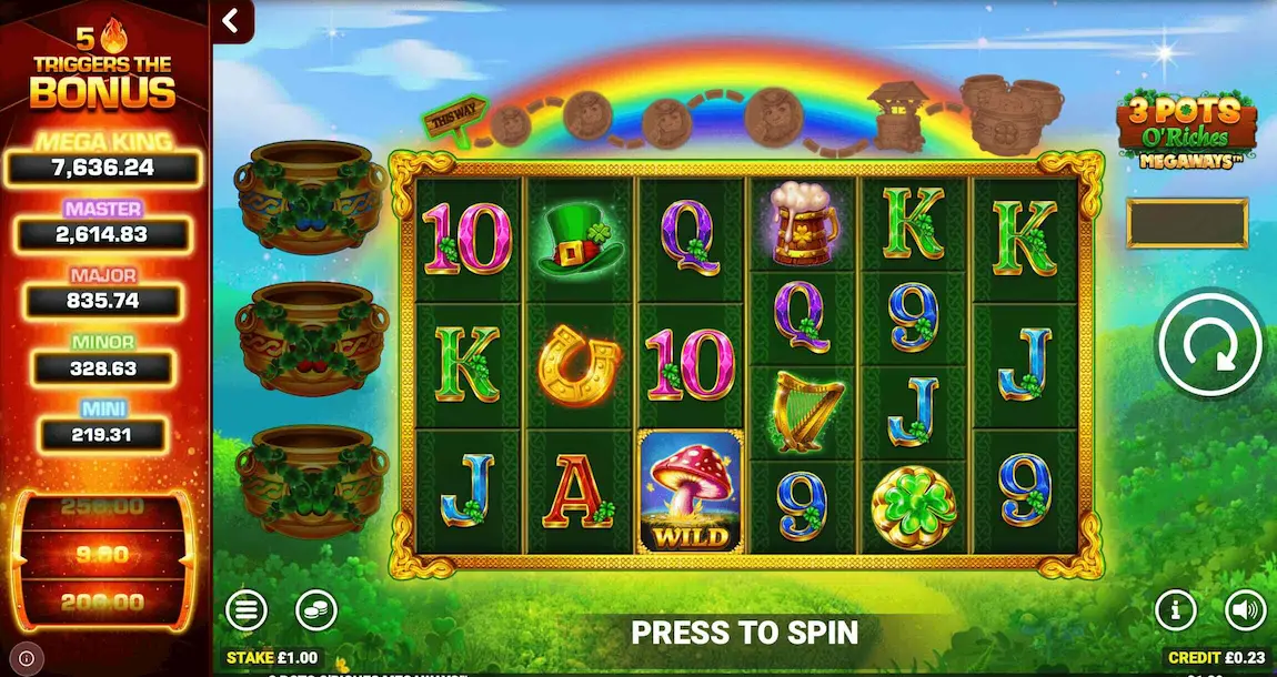 Mega Riches Slots Game Interface