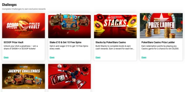 The PokerStars casino has several Bonus offers and Promotions.